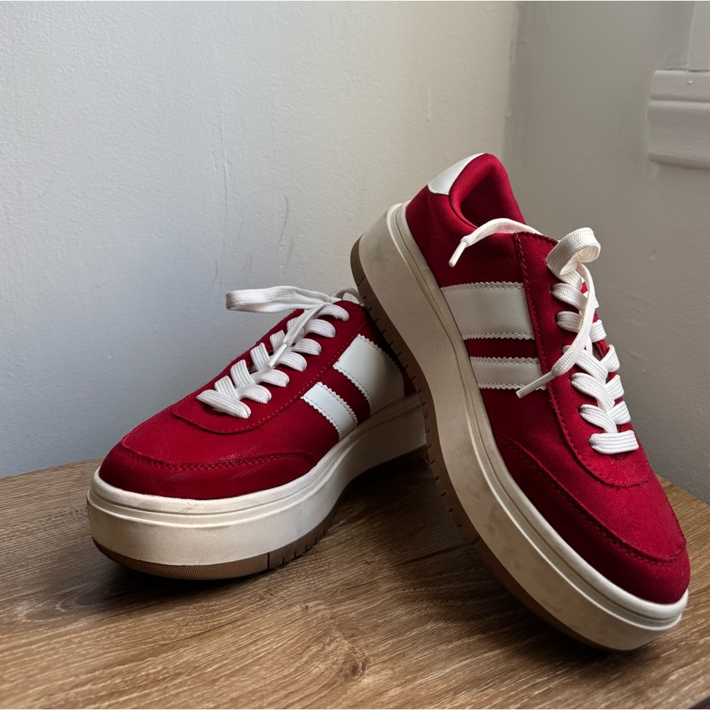 Madden Girl Platform Red and White Sneakers Size 6